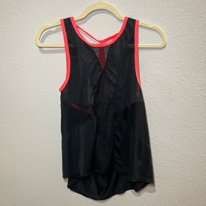 Women’s Black and Orange Workout Top With Open Back Size S/M